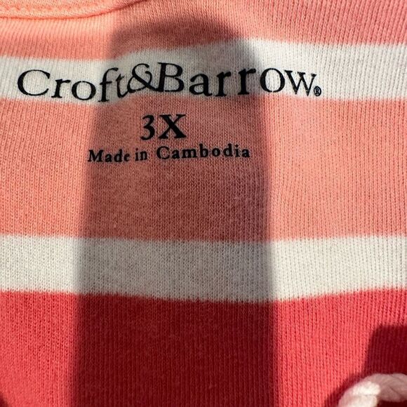 EUC- Croft & Barrow Plus Size Red White Stripe Short Sleeve Ombré shade -Size 3X - Picture 3 of 4